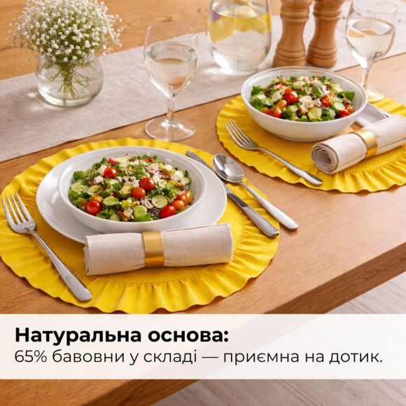Набор салфеток 2 шт с оборкой IDEIA, 30 см, хлопок, для дома, кафе, для сервировки стола желтый Набор салфеток 2 шт с оборкой IDEIA, 30 см, хлопок, для дома, кафе, для сервировки стола желтый