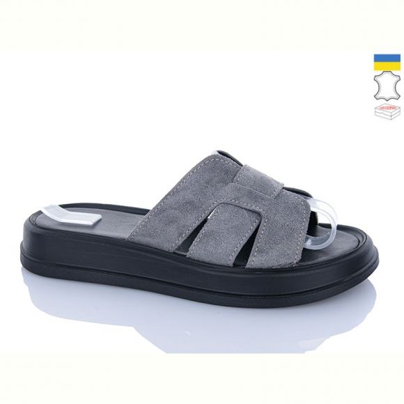 Шлепанцы Sali 518 сірий з чор-п.