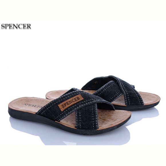 Шлепанцы Spencer 0301 джинс чорний