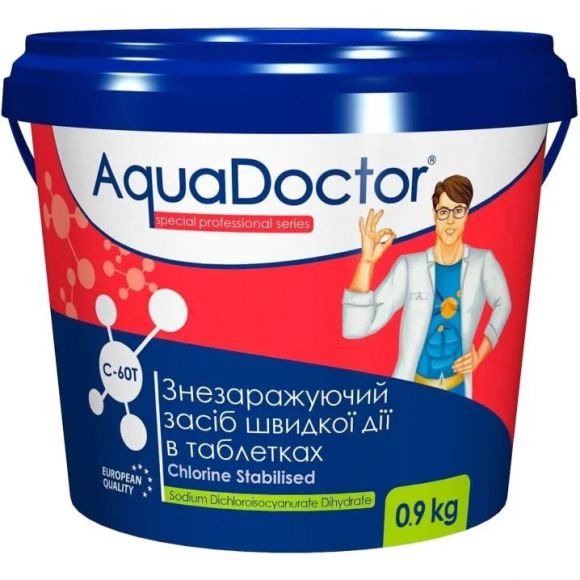 Хімія для басейнів AquaDoctor C - 60T Шок хлор у таблетках, 0.9 кг 040895 Хімія для басейнів AquaDoctor C - 60T Шок хлор у таблетках, 0.9 кг 040895