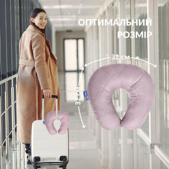 Подушка рогалик 32х32 см Travel IDEIA для путешествий для шеи и головы дорожный антиаллергенный серый
