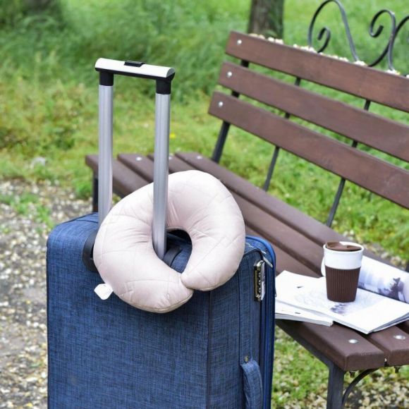 Подушка рогалик 32х32 см Travel IDEIA для путешествий для шеи и головы дорожный антиаллергенный серый