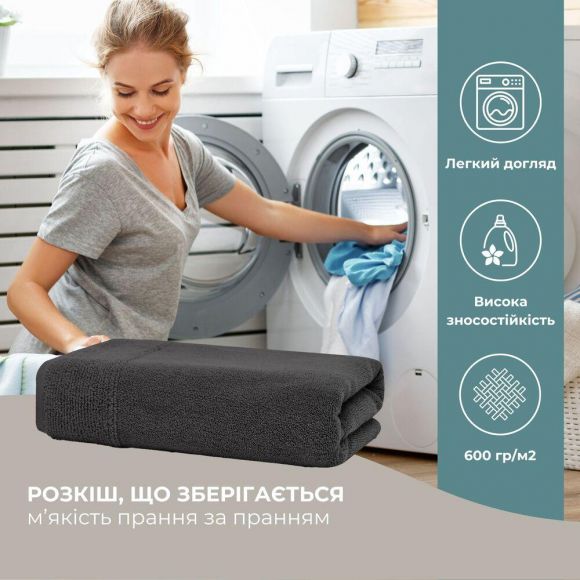 Полотенце махровое 50х90 см пл 600 гр/м2 для рук и лица натуральное хлопок т/серое