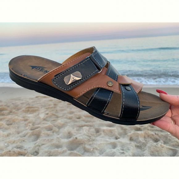 Шлепанцы Malibu MKN6844TS black-camel Шлепанцы Malibu MKN6844TS black-camel