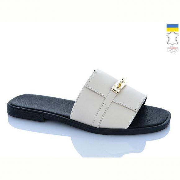 Шлепанцы Sali 18 бежевий к чор-п.
