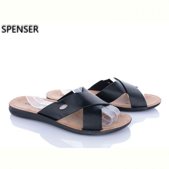 Шлепанцы Spencer 0301Б чорний к-з батал