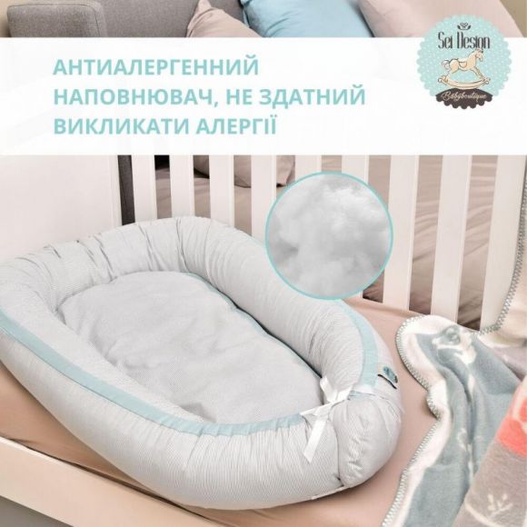 Кокон позиционер для сна младенцев SEI DESIGN хлопок 88х60х12 см гнездышко натуральная ткань антиаллергенный