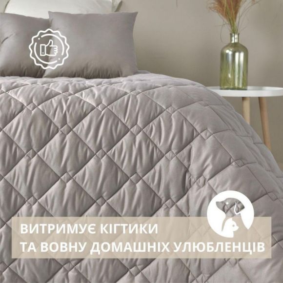 Покрывало 210х240 см IDEIA стеганое двухстороннее качественная стежка микрофибра серый беж на кровать диван