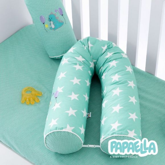 Бортик валик защитный мультифункциональный PAPAELLA 60х15 см 120х15 см в детскую кроватку мята