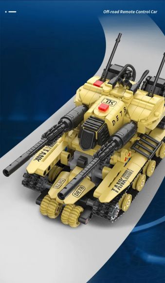 G484249-3906 Іграшковий конструктор Танк з подвійним дулом на радіокеруванні 618 деталей
