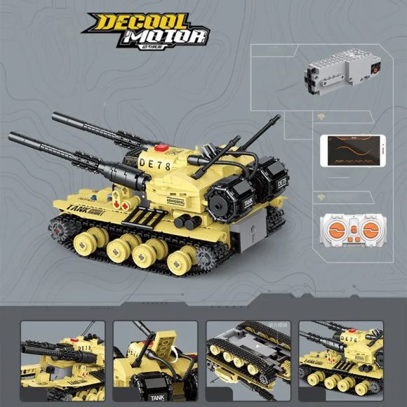 G484249-3906 Іграшковий конструктор Танк з подвійним дулом на радіокеруванні 618 деталей