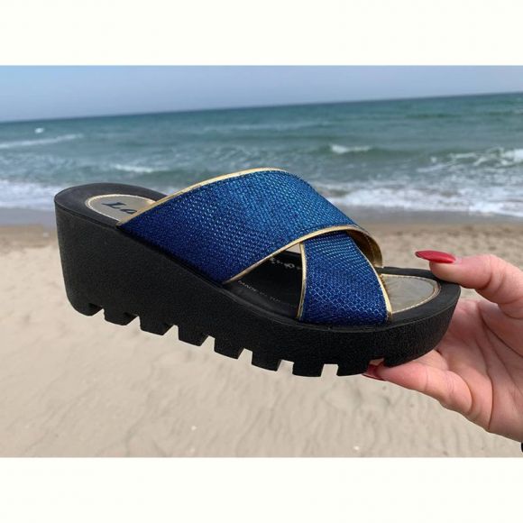 Шлепанцы Malibu W777 blue-gold Шлепанцы Malibu W777 blue-gold