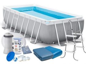 INTEX 26792 КАРКАСНИЙ БАСЕЙН 488 x 244 x 107 см (картриджний насос 3785 л/год, драбина, тент, підстилка)