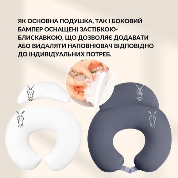 Подушка для кормления диванчик 60х70х16 см хлопок антиалергенная, для удобства мамы, с молнией т/серая