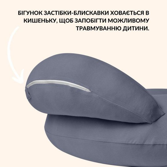 Подушка для кормления диванчик 60х70х16 см хлопок антиалергенная, для удобства мамы, с молнией т/серая