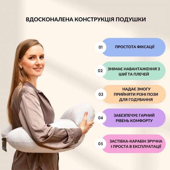 Подушка для кормления диванчик 60х70х16 см хлопок антиаллергення с молнией серая натуральная