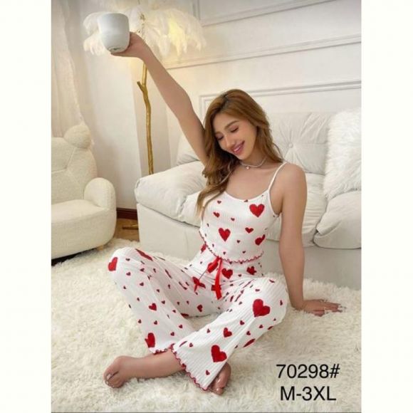 Пижама Estima 70298 white-red