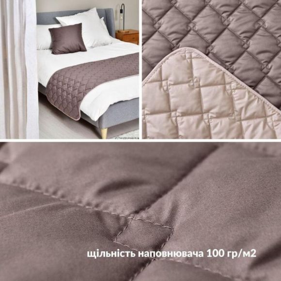 Покрывало на кровать, диван IDEIA Hotel Style 70х240 см двустороннее, стеганое, микрофибра, для гостиниц, дивандек, саше