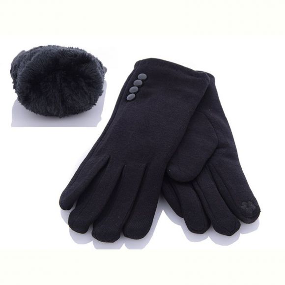 Перчатки Ronaerdo 004 black трикотаж мех